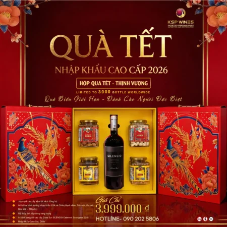 HỘP QUÀ TẾT 2026 THỊNH VƯỢNG – VANG ĐỎ CHILE SIÊU CAO CẤP (ULTRA-PREMIUM) SILENCIO & HẠT NHẬP KHẨU USA – CHILE | HỘP QUÀ SANG TRỌNG KÈM TÚI XÁCH